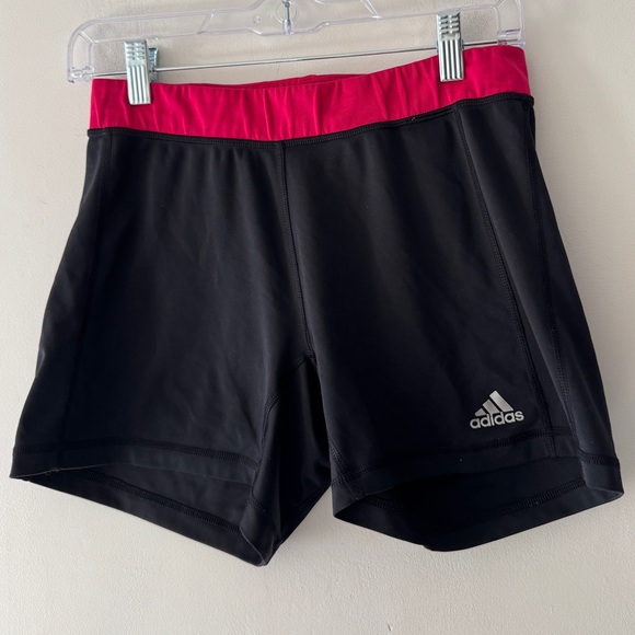 adidas Pants - Adidas Black and Pink Climalite Spandex Running Volleyball Shorts